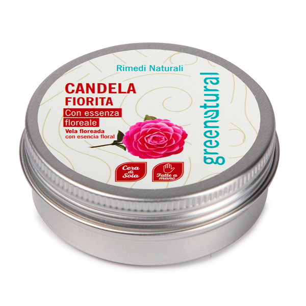 Candela fiorita con cera di soia